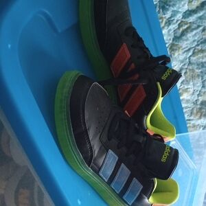 Adidas Black Sneakers with Red and Blue Accents